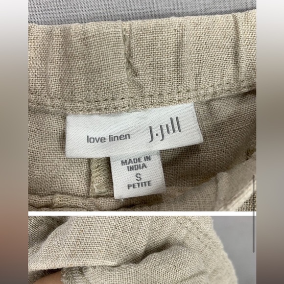 J. Jill Womens Pant Small Petite Beige Love Linen Elastic Waist Crop Lagenlook - Picture 4 of 13